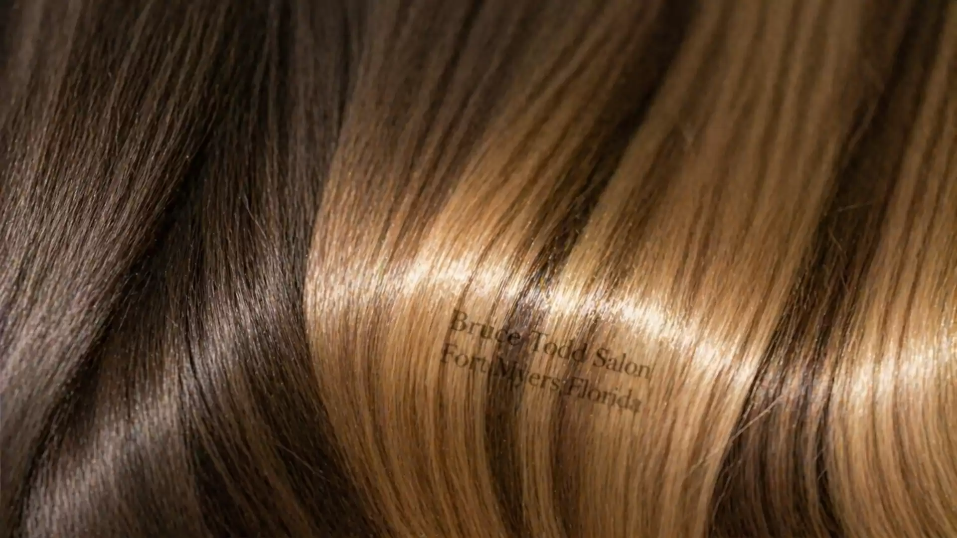 Close-up of shiny brown and blonde hair with gradient.