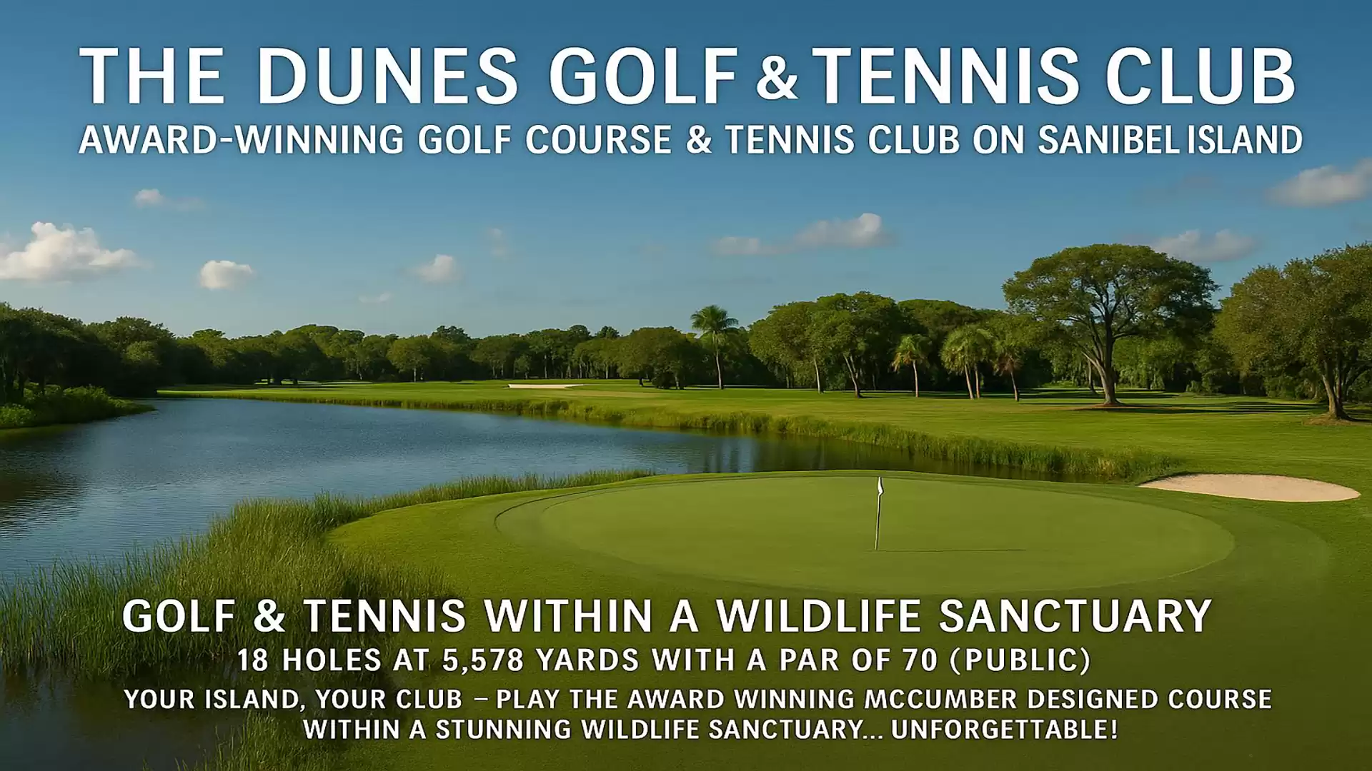 The Dunes Golf & Tennis Club on Sanibel Island showcases its award-winning golf course, nestled in a stunning wildlife sanctuary.