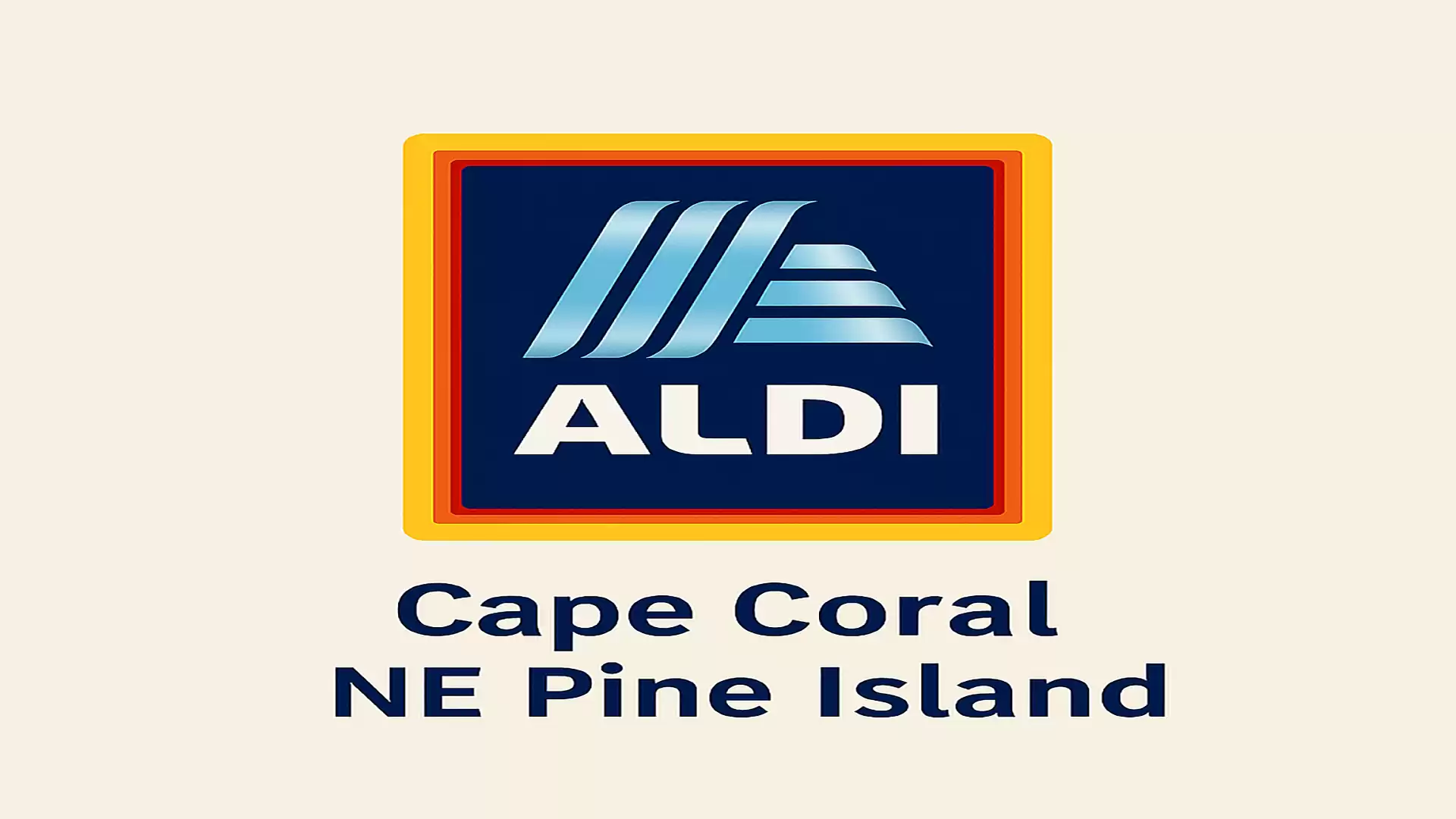 Aldi logo with the text 'Cape Coral NE Pine Island'.