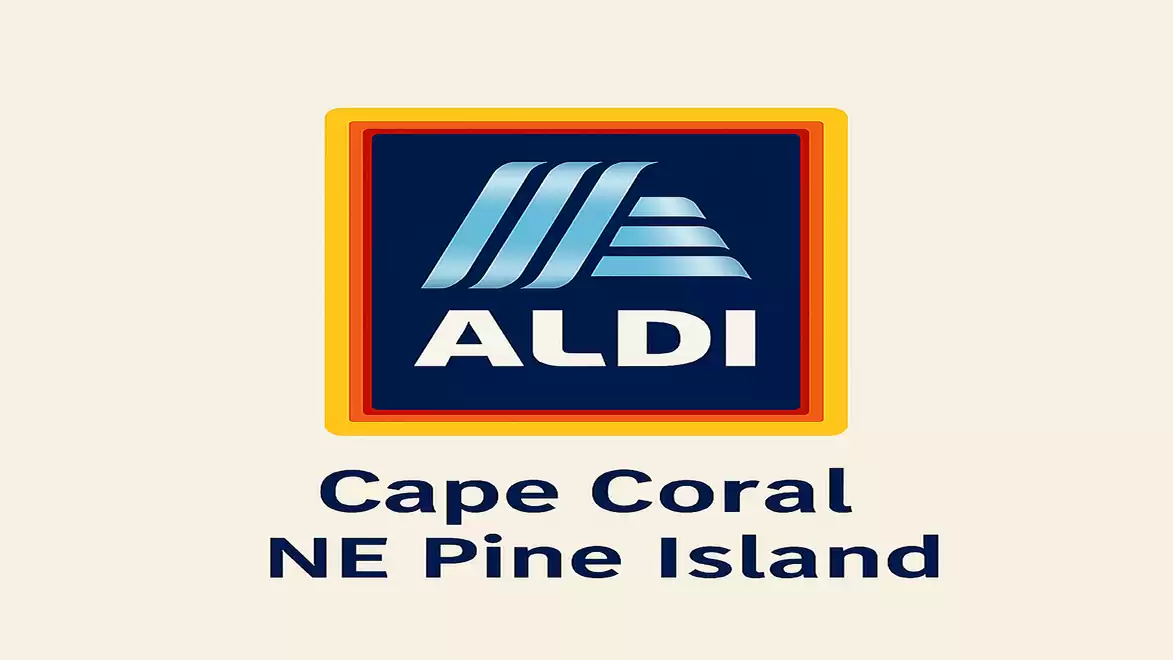 Aldi logo with the text 'Cape Coral NE Pine Island'.