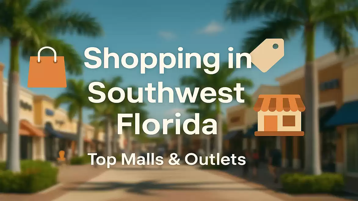 Shopping in Southwest Florida, Top Malls & Outlets, palm-lined street with shops