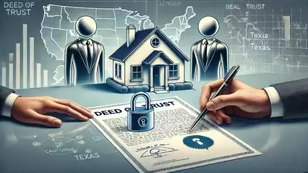 Illustration of a real estate contract with a house model, two figures, and a signature.