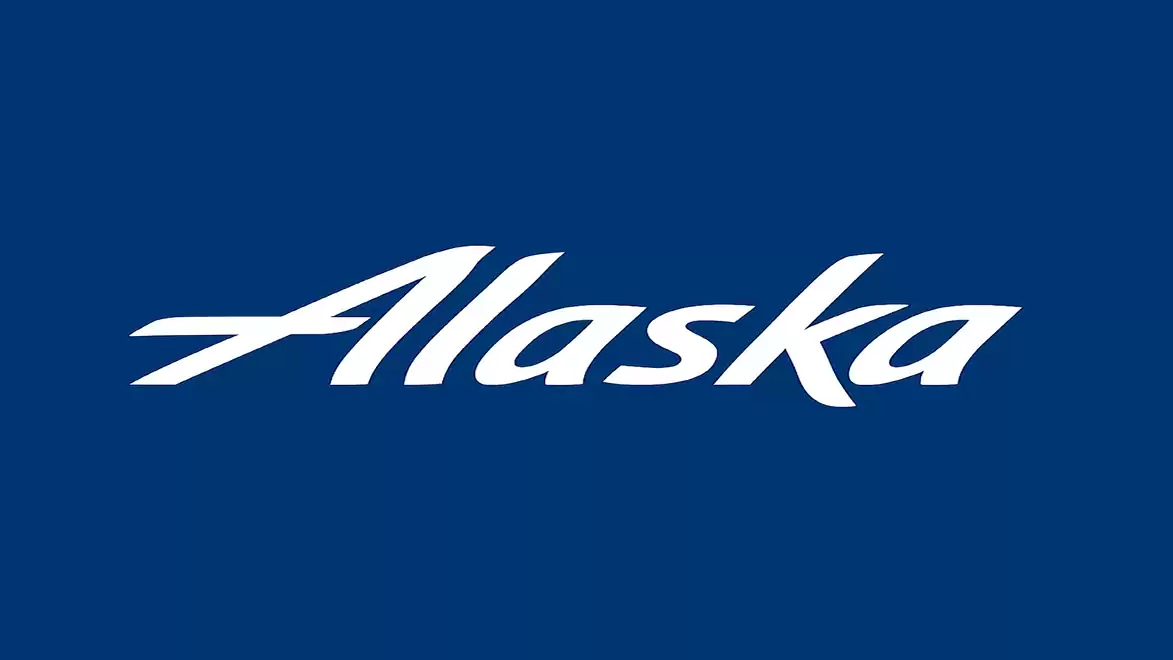 Alaska logo on blue background.