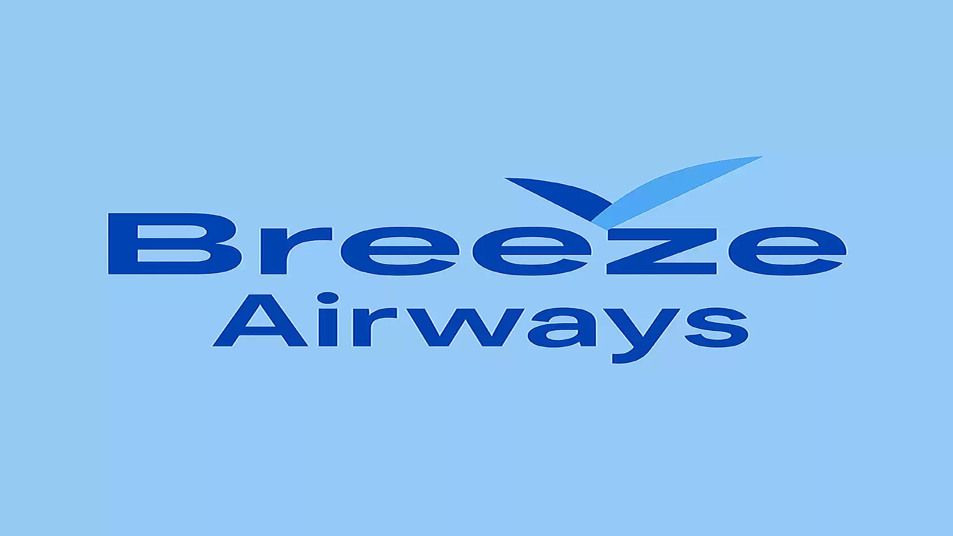 Breeze Airways logo on a blue background.