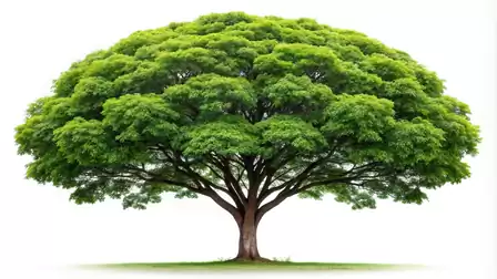 A large, green-leaved tree against a white background.