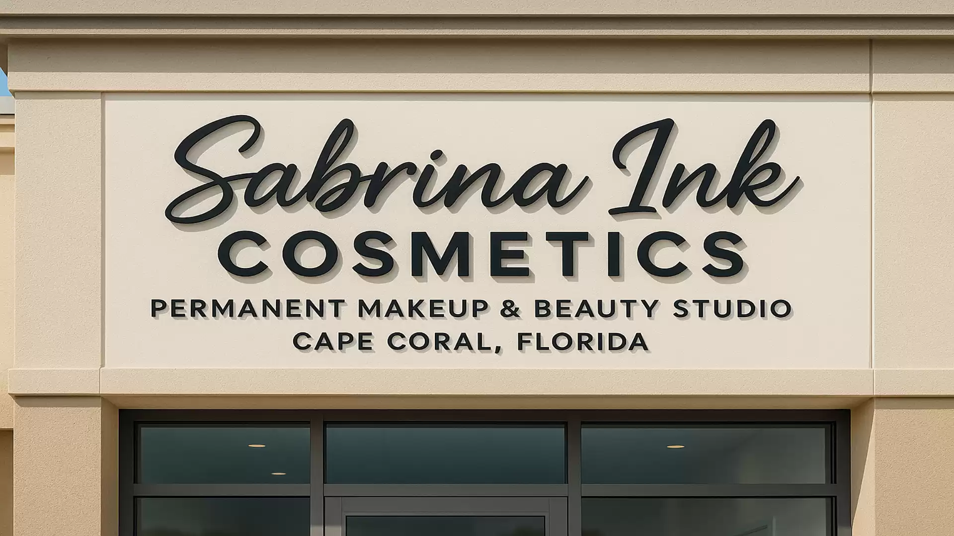 Exterior view of a cosmetic studio named Sabrina Ink Cosmetics, specializing in permanent makeup and beauty in Cape Coral, Florida.
