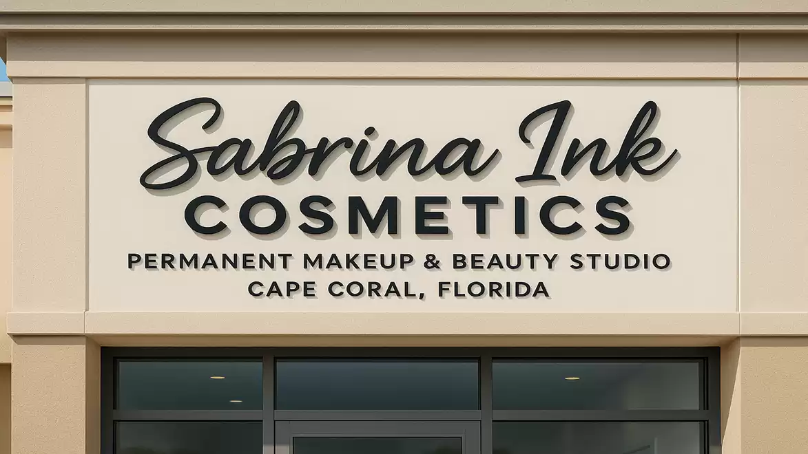 Exterior view of a cosmetic studio named Sabrina Ink Cosmetics, specializing in permanent makeup and beauty in Cape Coral, Florida.