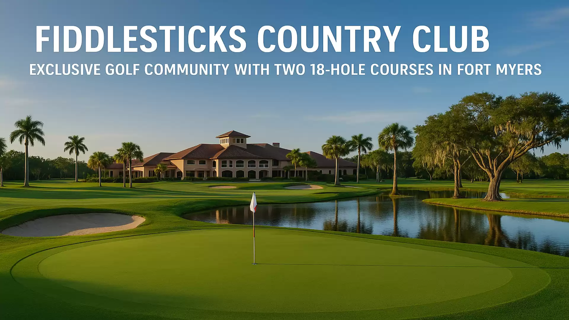 Golf course at Fiddlesticks Country Club in Fort Myers with clubhouse in the background and manicured landscape.