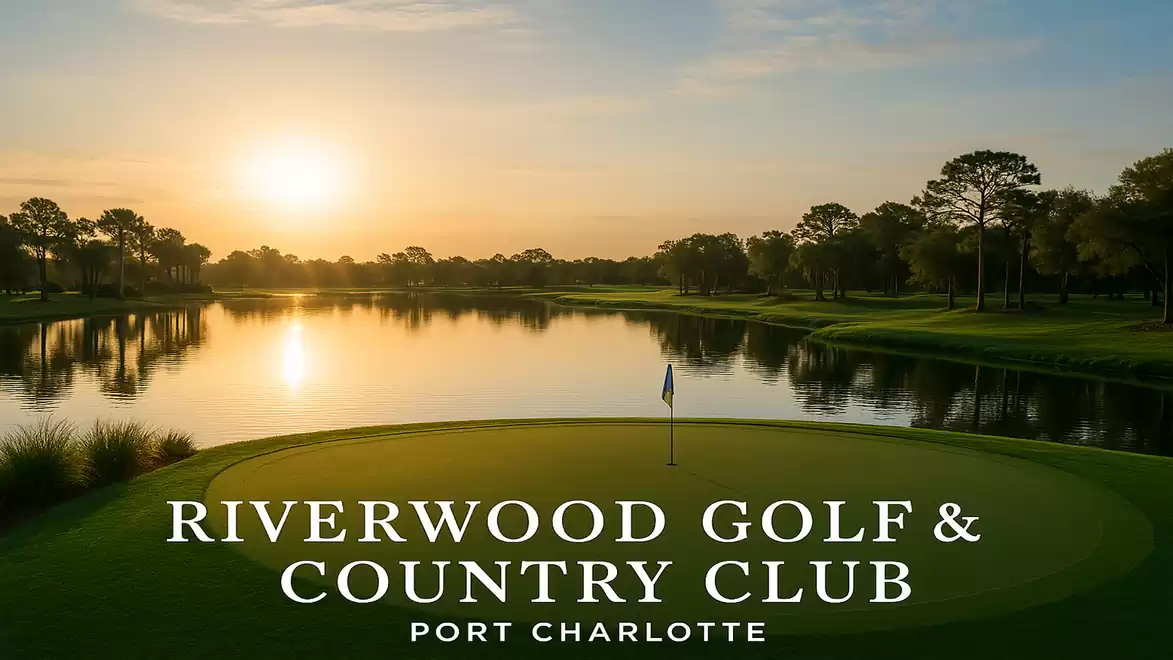 Golf course at Riverwood Golf & Country Club with sunrise in the background in Port Charlotte.