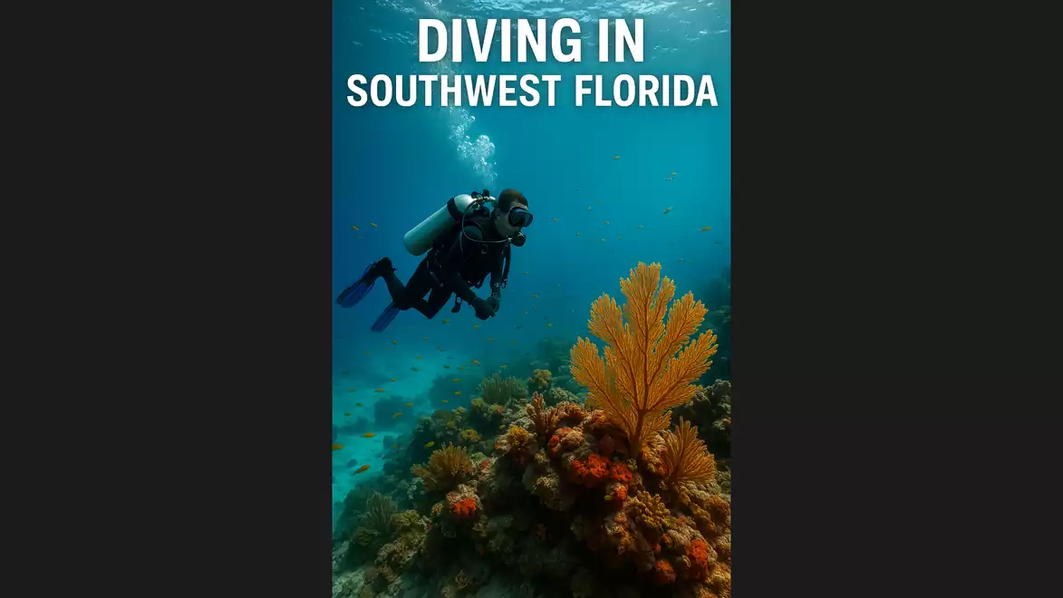 Diver exploring coral reef in Southwest Florida.