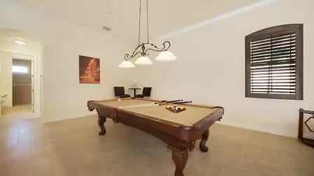 A pool table is available for many hours of fun