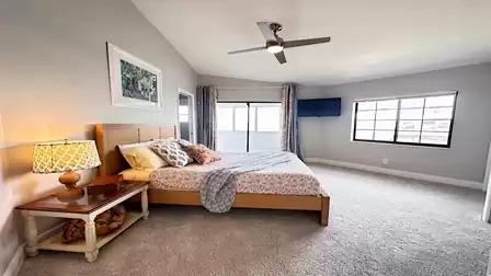 The second bedroom offers access to the patio as well