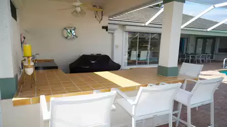 The summer kitchen is unusually large