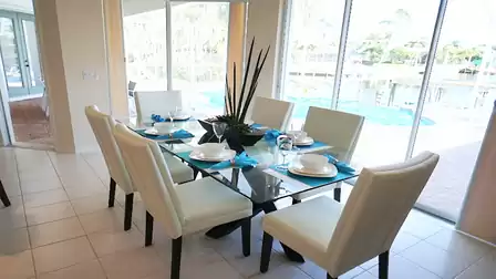 Sliders make the dining room light and bright