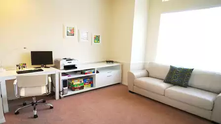 A separate den is available to guests