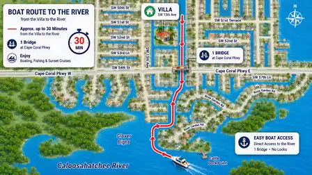 Travel with your rental boat to the Caloosahatchee River