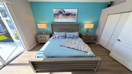 The third bedroom also has direct access to the terrace and the pool