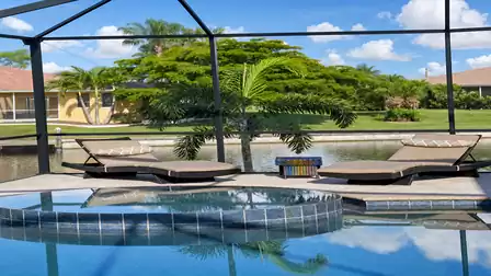 Amazing views from the pool area across dock and canal