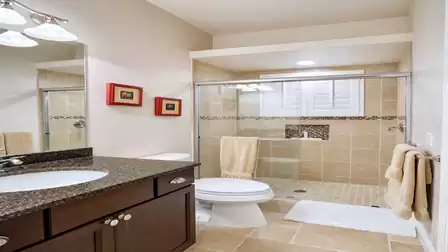 Each of the three bedrooms has its own bath