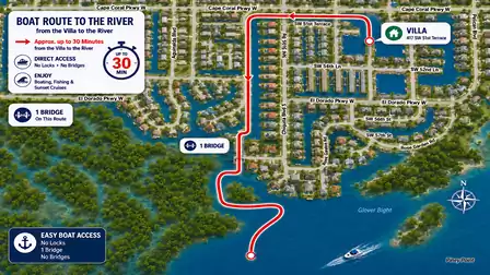 Travel with your rental boat to the Caloosahatchee River