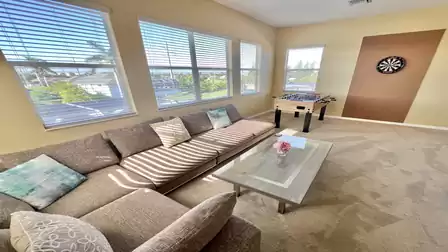 The room offers another TV (there are four altogether) and a foosball table