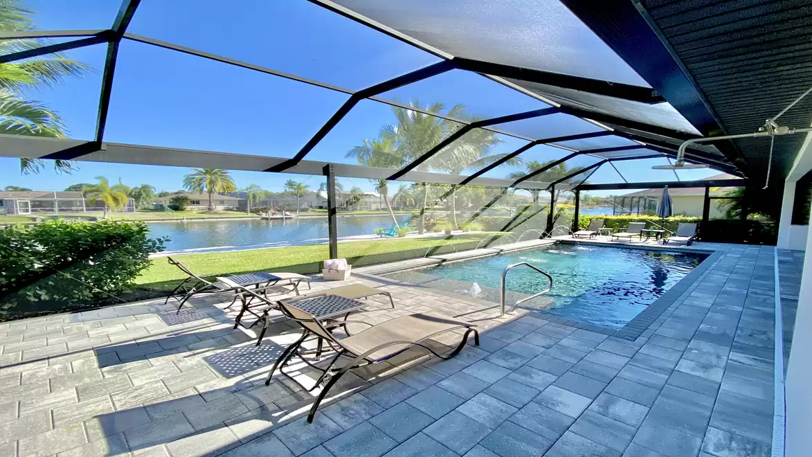 The large pool can be electrically heated