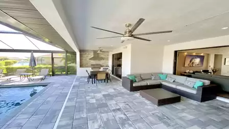 Comfortable sitting area on the covered patio