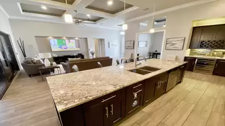 The fully equipped kitchen even includes a wine cooler
