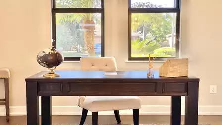 The desk is versatile