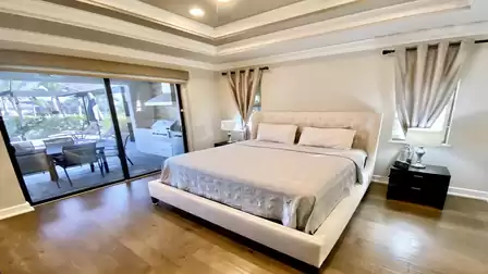 From the master bedroom, you can access the terrace directly through large sliding glass doors