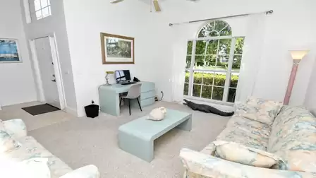 Open living area with desk