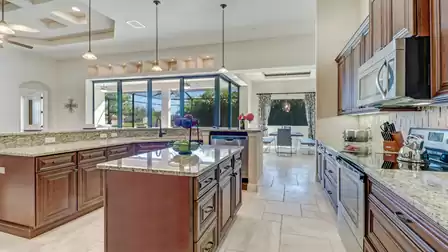Meals can be prepared and placed on the central kitchen island