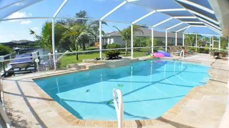 The electrically heated pool invites you to swim 