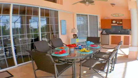 Dining place on the covered terrace 