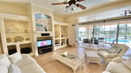 Living area with sliding doors onto the terrace