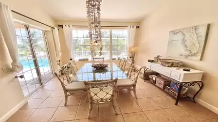 Modern, bright dining area