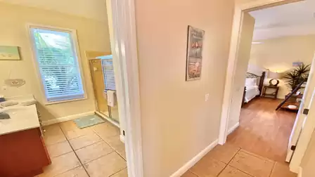 Corridor between bathroom and bedroom