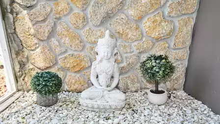 The small Zen garden in the entrance area
