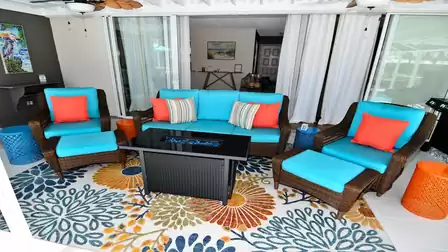 Cozy seating area on the covered terrace