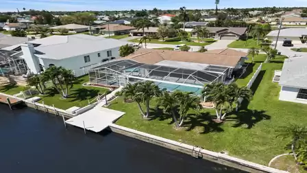 View from above of the canal and the large pool terrace