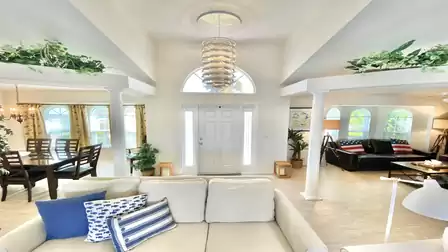 From the entrance the living areas extend in all directions