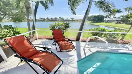Relax on the loungers and enjoy the view of the lake at the same time