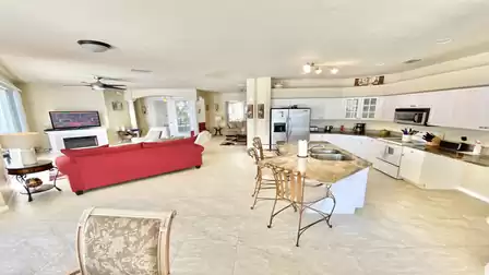 View of the open kitchen and living room