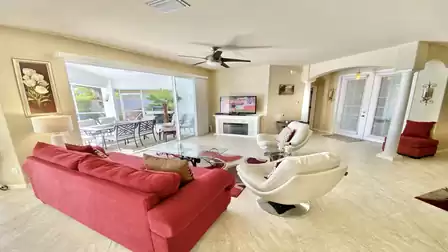 The living area is filled with light. 