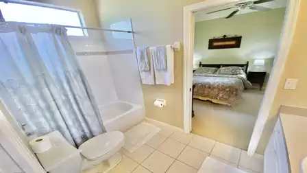 Two bedrooms share this bathroom