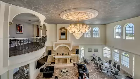 View into living hall from the second floor