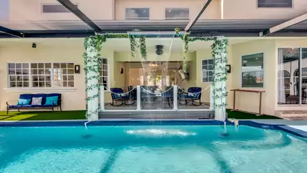 Pool with waterfall