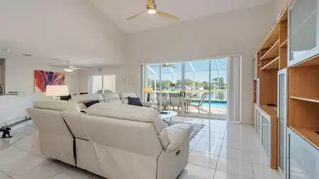 Welcome to elegant living room with TV
