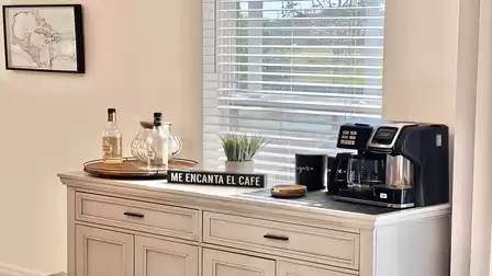 Cozy coffee station with decorations