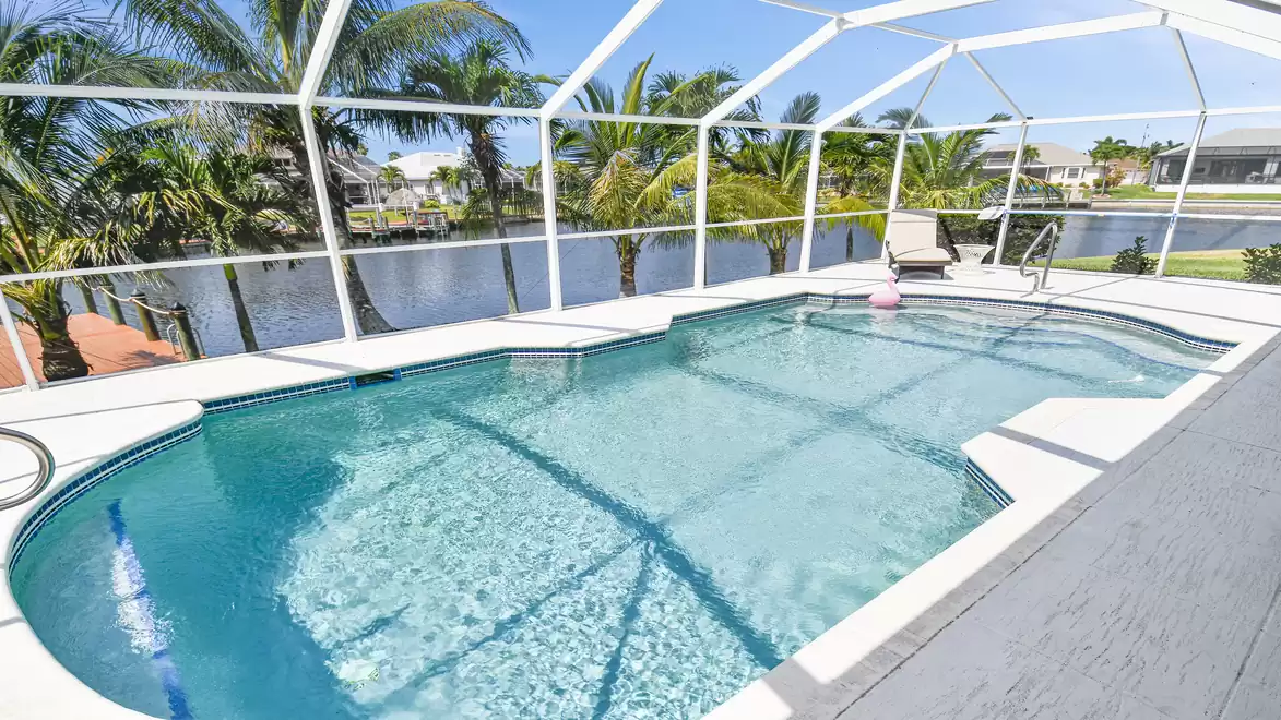 You have a great view of the canal from the electrically heated pool